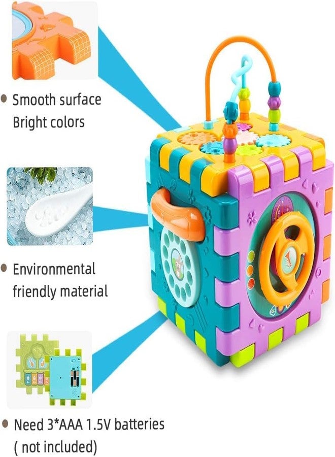 LONGMIRE مكعبات لونغمير البلاستيكية التعليمية للأطفال الرضع والصغار، 6 في 1، مركز ألعاب للأطفال، ألعاب للأطفال من عمر 18 شهرًا (متعددة الألوان)، مجموعة من قطعة واحدة - Image 5